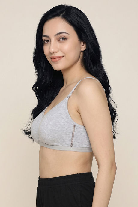 Zivame Everyday Double Layered Non Wired 3/4th Coverage T-Shirt Bra - Grey Melange — image 4